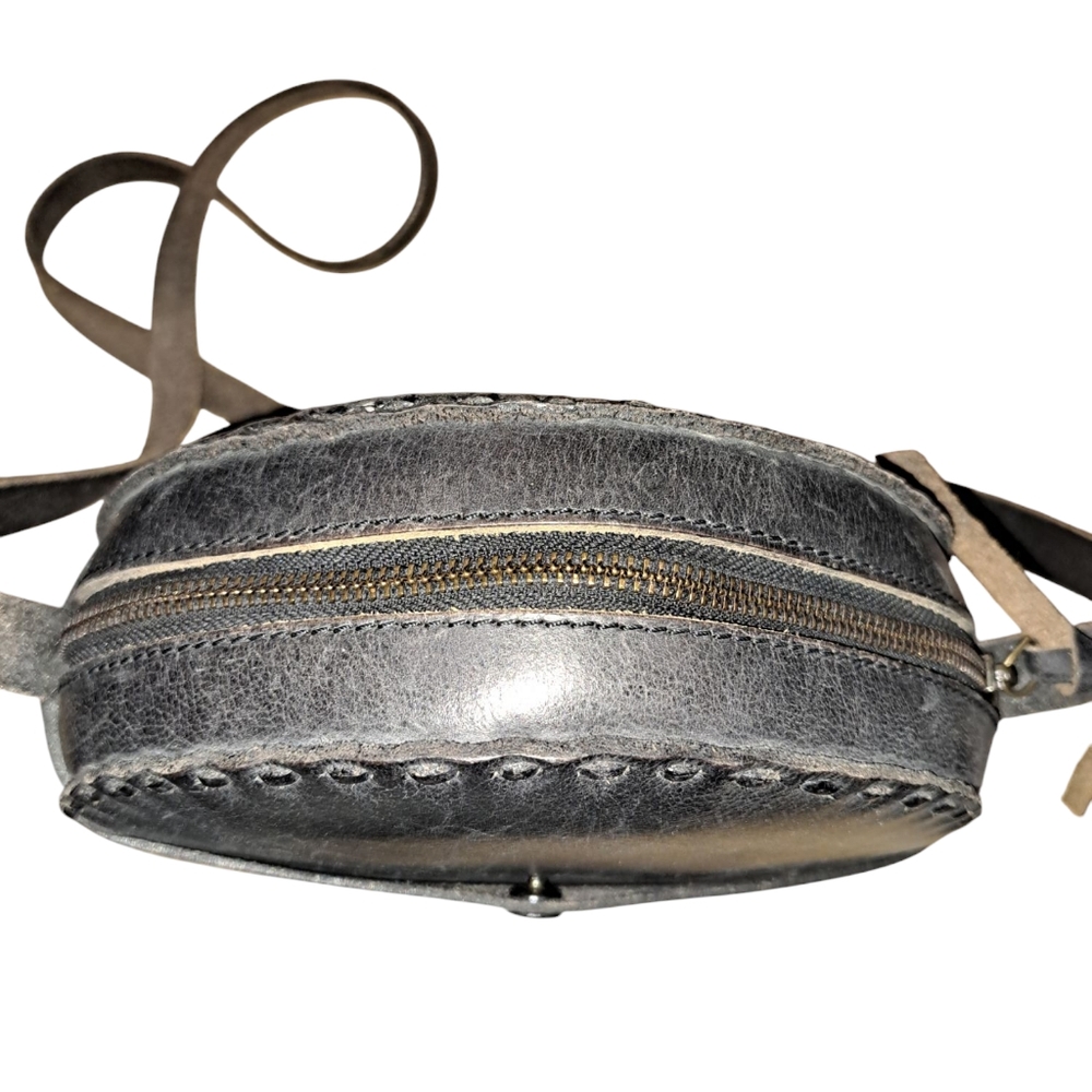 R.P.S- Rock Paper Scissors Black Embossed Leather Bag - Picture 3 of 5